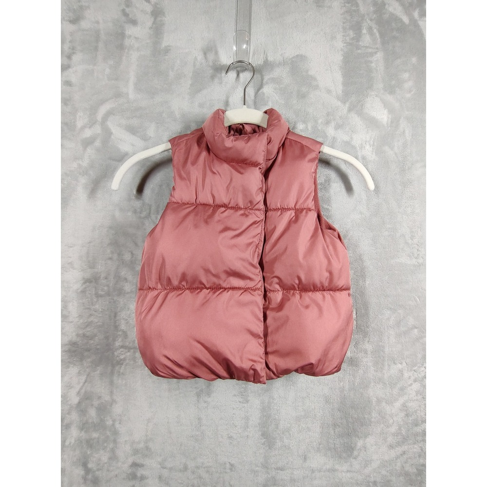 Old Navy Kids Dusty Rose Pink Fleece Lined Quilted Puffer Vest 2T Outerwear